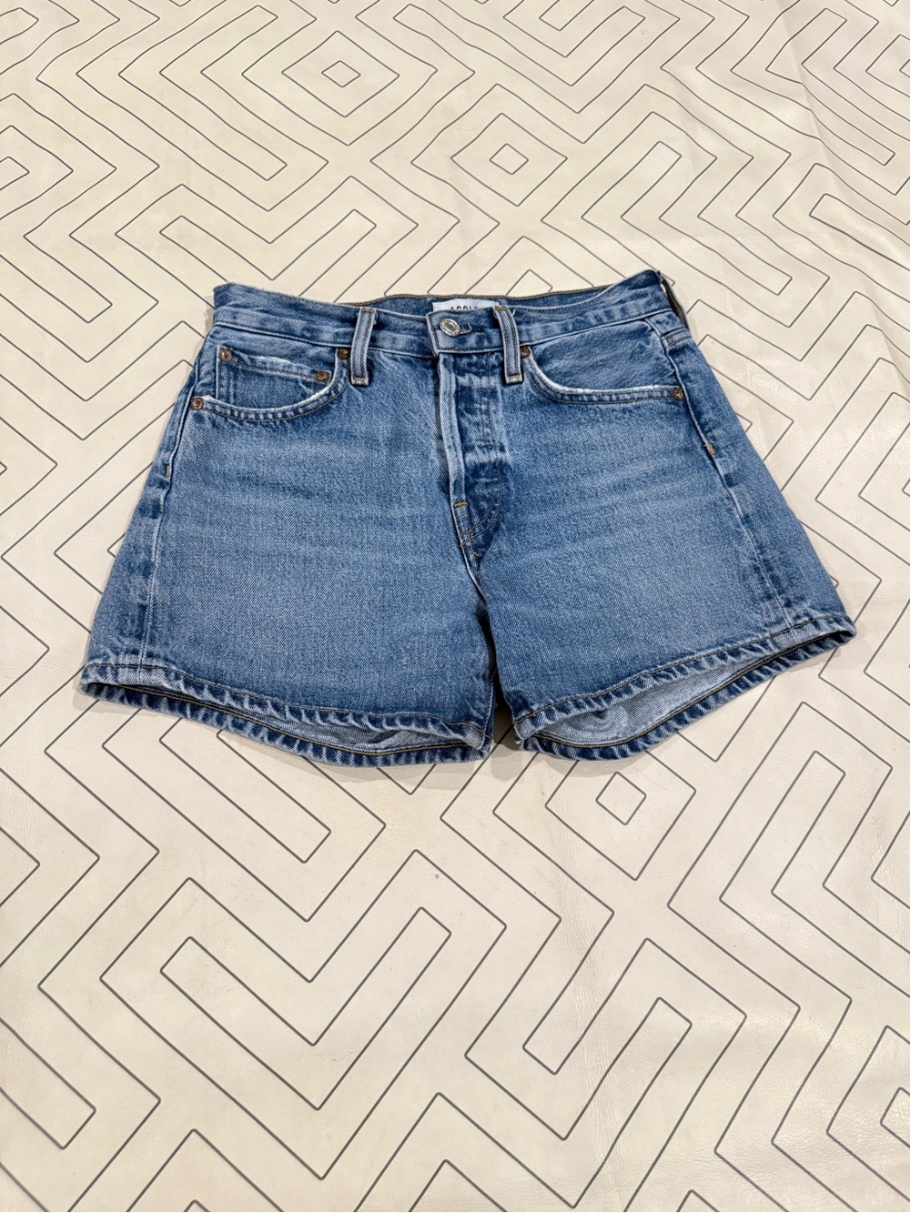 Agolde Blue Denim Parker Long Shorts